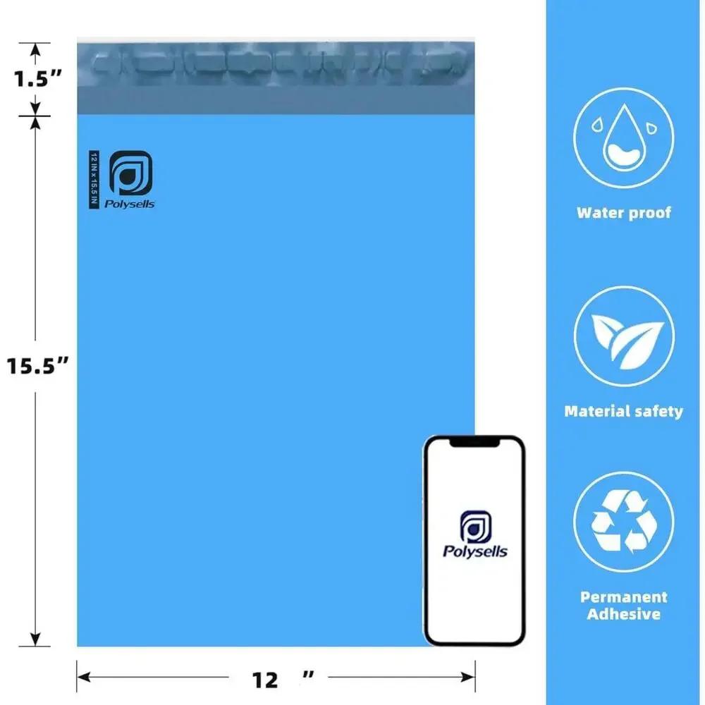 POLYMAILERS BLUE SHIPPING BAGS (50 PACK) 6" X 9" SELF SEAL MAILERS NEW - Picture 2 of 7